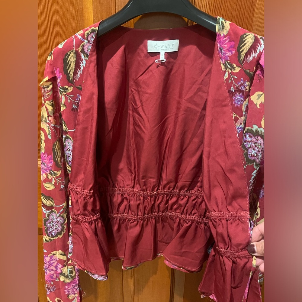Wayf Floral Tie Front Long Sleeve Blouse / Cardigan - Picture 9 of 13